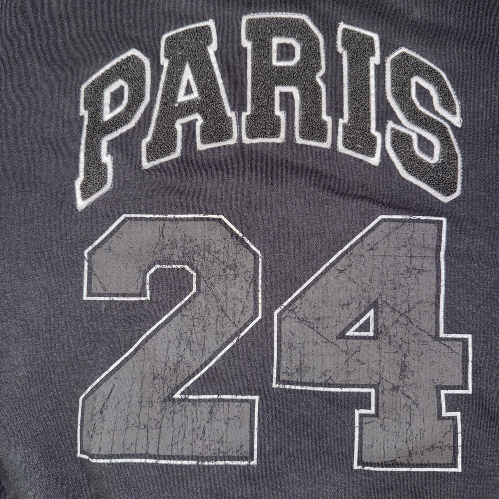 Vinyl Icons Sweatshirt Women's Size XS Grey Paris Boucle Patch Varsity Vintage